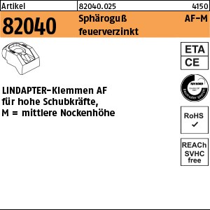 ART 82040 LINDAPTER Sphäro-Guß AF MM 12 feuerverzinkt, mittel S