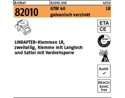 Artikel 82010 GTW 40 LR galvanisch verzinkt LINDAPTER-Klemmen LR, zweiteilig, Kl