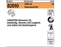 Artikel 82010 GTW 40 LR feuerverzinkt LINDAPTER-Klemmen LR, zweiteilig, Klemme m