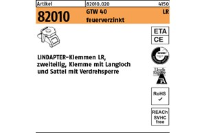 Artikel 82010 GTW 40 LR feuerverzinkt LINDAPTER-Klemmen LR, zweiteilig, Klemme m