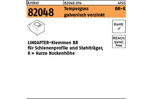 Artikel 82048 Temperguss BR-K galvanisch verzinkt LINDAPTER-Klemmen BR für Schie