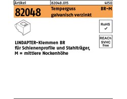 Artikel 82048 Temperguss BR-M galvanisch verzinkt LINDAPTER-Klemmen BR für Schie