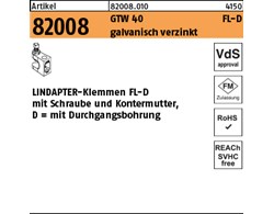 Artikel 82008 GTW 40 FL-D galvanisch verzinkt LINDAPTER-Klemmen FL-D mit Schraub