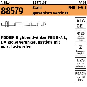 ART 88579 FISCHER-Highbond-Anker St. Zn FHB II-A L M 8 x 60/ 10 S