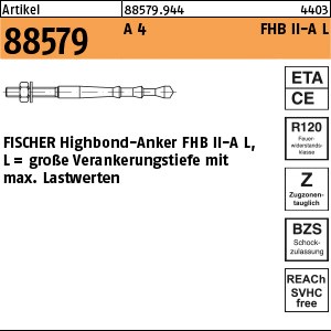 ART 88579 FISCHER-Highbond-Anker A 4 FHB II-A L M 8 x 60/ 10 S