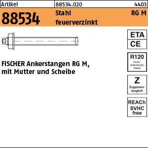 ART 88534 FISCHER-Ankerstangen St. tZn RG M 12 x 160 fvz S