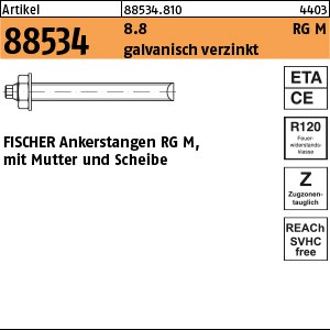ART 88534 FISCHER-Ankerstangen 8.8 verz. RG M 8 x 150 S