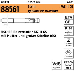 ART 88561 FISCHER-Ankerbolzen gal Zn FAZ II 8/ 10 GS S