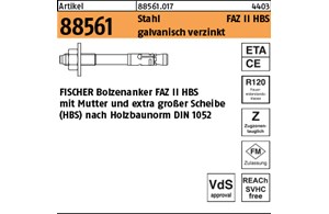 Artikel 88561 Stahl FAZ II HBS galvanisch verzinkt FISCHER Bolzenanker FAZ II HB