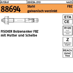 ART 88694 FISCHER-Bolzenanker St. gal Zn FBZ 12/30 S