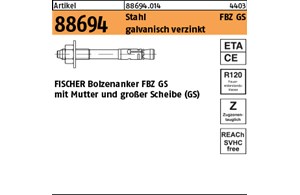 Artikel 88694 Stahl FBZ GS galvanisch verzinkt FISCHER Bolzenanker FBZ mit Mutte