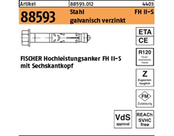 Artikel 88593 Stahl FH II-S galvanisch verzinkt FISCHER Hochleistungsanker FH II