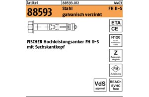 Artikel 88593 Stahl FH II-S galvanisch verzinkt FISCHER Hochleistungsanker FH II