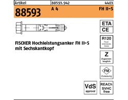 Artikel 88593 A 4 FH II-S FISCHER Hochleistungsanker FH II-S mit Sechskantkopf
