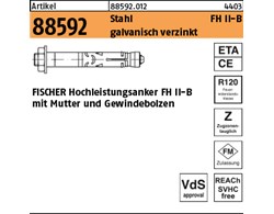 Artikel 88592 Stahl FH II-B galvanisch verzinkt FISCHER Hochleistungsanker FH II