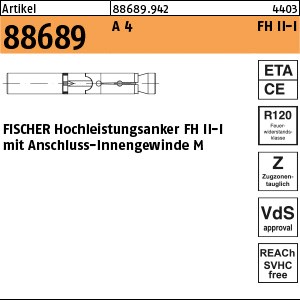ART 88689 FISCHER-Hochleistungsanker A 4 FH II 12/M 6 I S