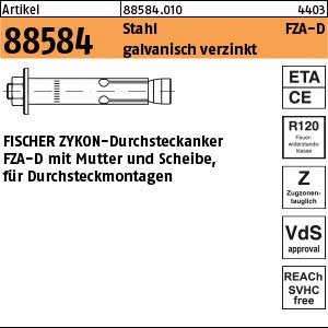 ART 88584 FISCHER-Zykon-Durchst-ank. St. gal Zn, FZA-D 12 x 50 M 8D/10 S