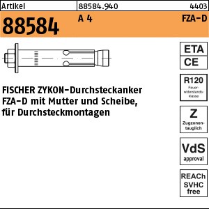ART 88584 FISCHER-Zykon-Durchsteckan. A4 FZA-D 12 x 50 M 8D/10 S