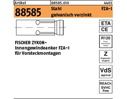Artikel 88585 Stahl FZA-I galvanisch verzinkt FISCHER ZYKON- Innengewindeanker F