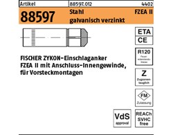 Artikel 88597 Stahl FZEA II galvanisch verzinkt FISCHER ZYKON-Einschlaganker FZE