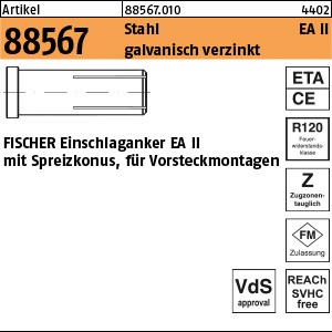 ART 88567 FISCHER-Einschlaganker St. verzinkt EA II M 6 x 30 S