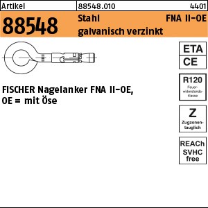 ART 88548 FISCHER-Nagelanker m. Öse St. verz. FNA II 6 x 25 OE S