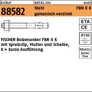 ART 88582 FISCHER-Bolzen gal Zn FBN II 8/ 5 K S
