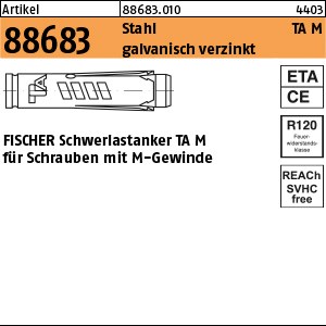 ART 88683 FISCHER Schwerlastdübel St., galv. verzinkt TA M 6 S