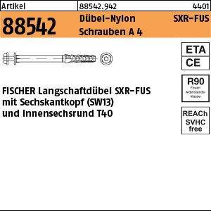 ART 88542 FISCHER-Rahmendübel SXR 10 x 60 FUS A4 S