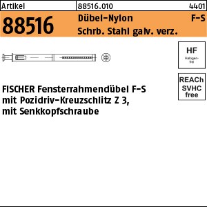 ART 88516 FISCHER-Fensterrahmendübel F 8 S 100 S