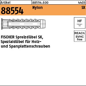 ART 88554 FISCHER-Dübel Nylon SX 4 x 20 S