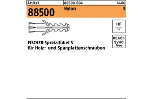 Artikel 88500 Nylon S FISCHER Spreizdübel S für Holz- und Spanplattenschrauben