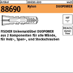 ART 88690 FISCHER-Dübel Nylon DUOPOWER 5 x 25 S