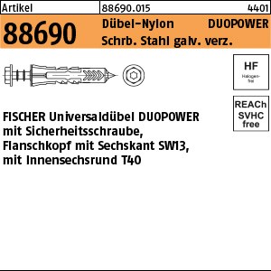 ART 88690 FISCHER-Dübel DUOPOWER 10 x 50 S S