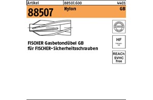 Artikel 88507 Nylon GB FISCHER Gasbetondübel GB für FISCHER-Sicherheitsschrauben