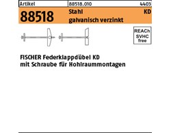 Artikel 88518 Stahl KD galvanisch verzinkt FISCHER Federklappdübel KD mit Schrau