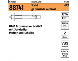 Artikel 88741 Stahl MAX galvanisch verzinkt UPAT Expressanker MAX mit 2 Spreizcl