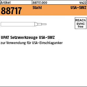 ART 88717 UPAT-Setzwerkzeuge Stahl M 6 für USA - Schalganker S