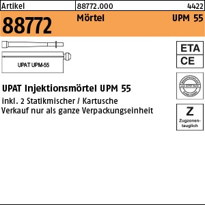 ART 88772 UPAT Verbundmörtel UPM 55-390 1 Kartusche/2 Statikmischer S