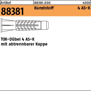 ART 88381 TOX - Dübel 4 AS K 6 x 28 Kunststoff S