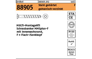 Artikel 88905 Stahl gehärtet MMSplus-F galvanisch verzinkt MULTI-MONTI Schrauban