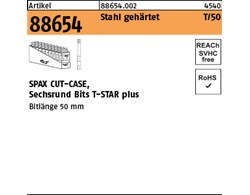 Artikel 88654 Stahl gehärtet T/50 SPAX CUT-CASE, Sechsrund Bits T-STAR plus