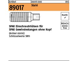 Artikel 89017 Stahl SPAX Einschraubhülsen für SPAX Gewindestangen ohne Kopf