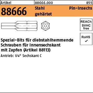 ART 88666 Bits f. ISK Aufn. SW 1/4 m. Zapfen SW 2,5 f. M 4 S