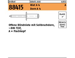 Artikel 88415 Niet A 4 A Dorn A 4 Offene Blindniete mit Sollbruchdorn, ~DIN 7337