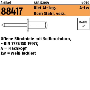 ART 88417 Blindniete 3 x 8 Alu Lack. weiß/St. verzinkt S