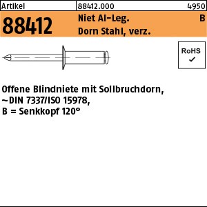 ART 88412 Blindniete Alu/St. verz. SEKO B 3 x 6 S