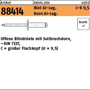 ART 88414 Blindniete Alu/Alu FLAKO K 9,5 3,2 x 6,1 S