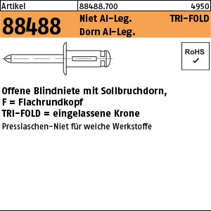 ART 88488 TRI-FOLD Preßlaschen-Blindn. Alu 4,8 x 22,2 S