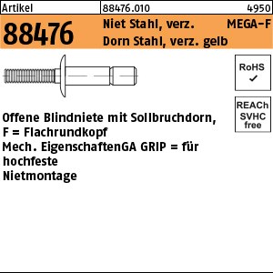 ART 88476 MEGA GRIP Blindniete St. verz. FLAKO 4,8 x 10,5 S